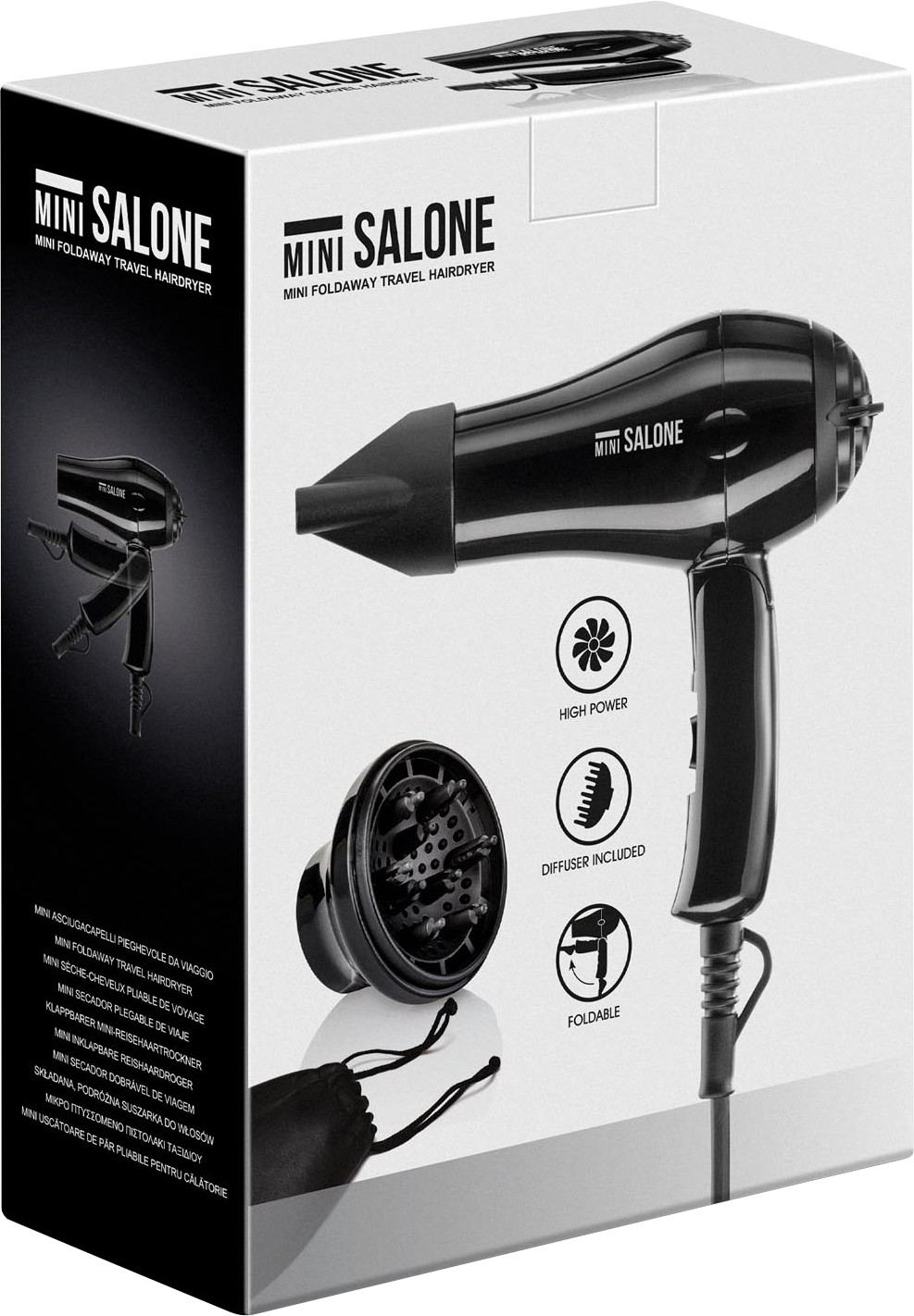  XanitaliaPro Mini Salone s&egrave;che-cheveux pliable de voyage. Noir 