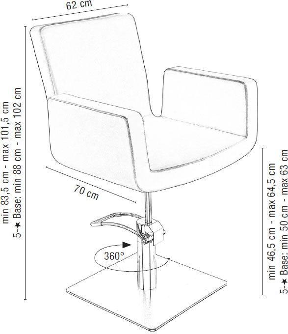  Sibel Attractio Fauteuil de Coiffure Croco Noir / Base Pied Rond 
