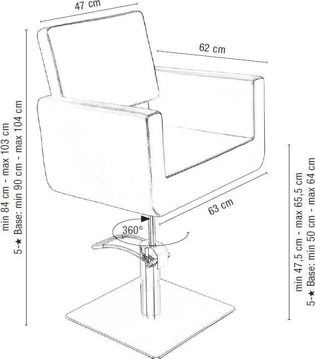  Sibel Felicitas Fauteuil de Coiffure Felicitas Brun / Base Pied Etoile 