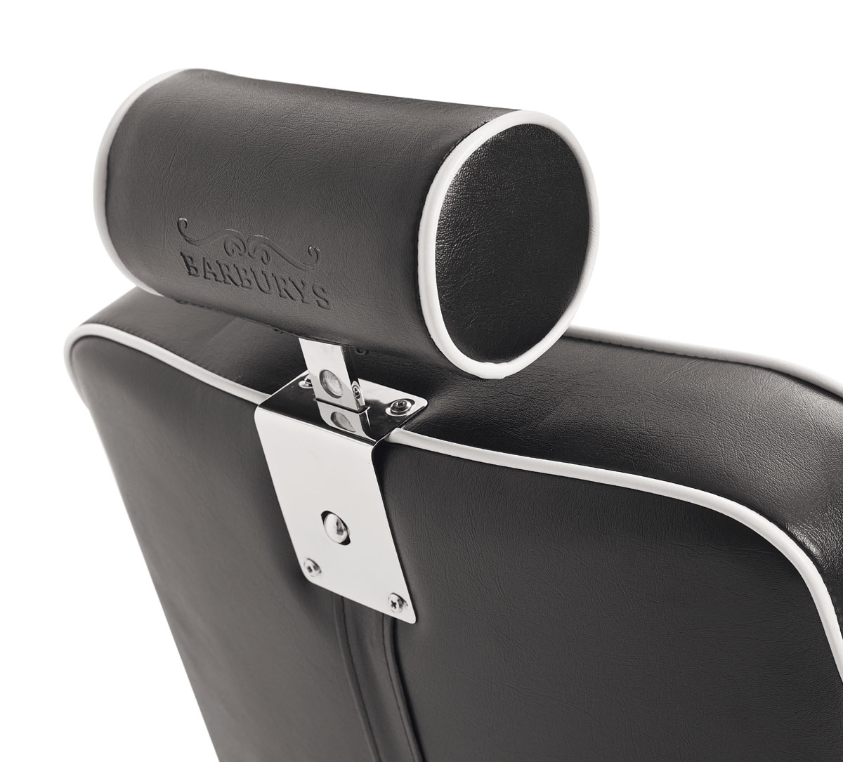  Barburys Aston Fauteuil Barbier Noir avec Coutures Blanches 