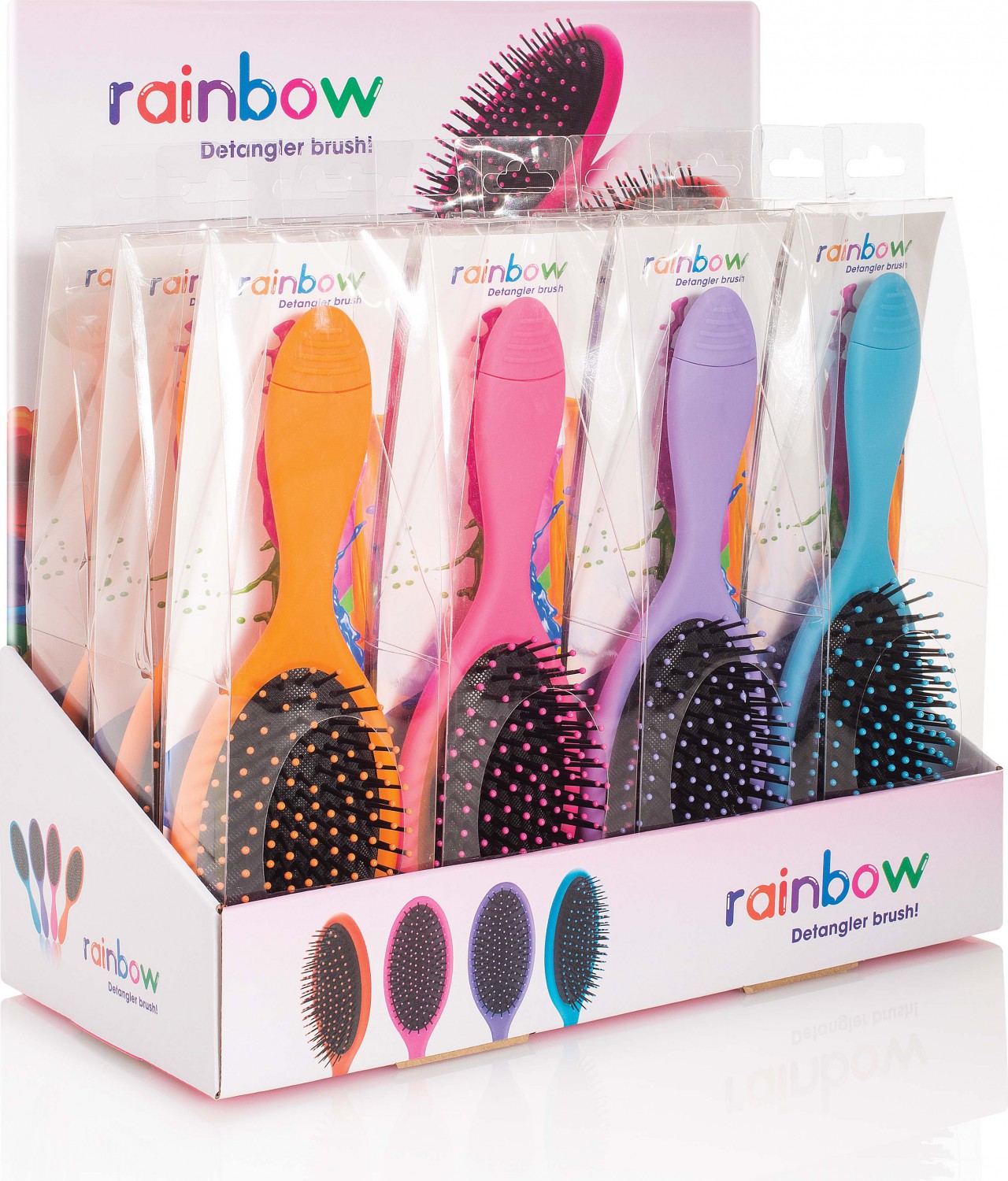 XanitaliaPro Rainbow brosse démêlante présentoir à 12 brosses en 4 couleurs différentes 