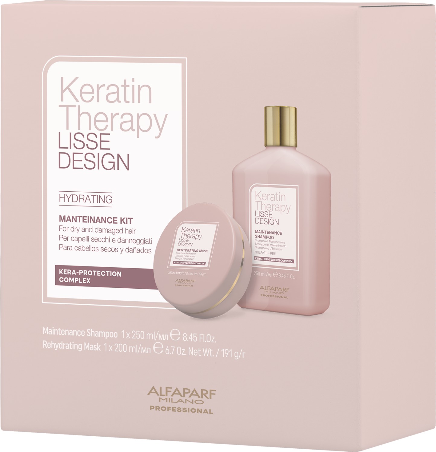  Alfaparf Milano Coffret Cadeau Keratin Therapy Lisse Design Hydrating Maintenance Kit 