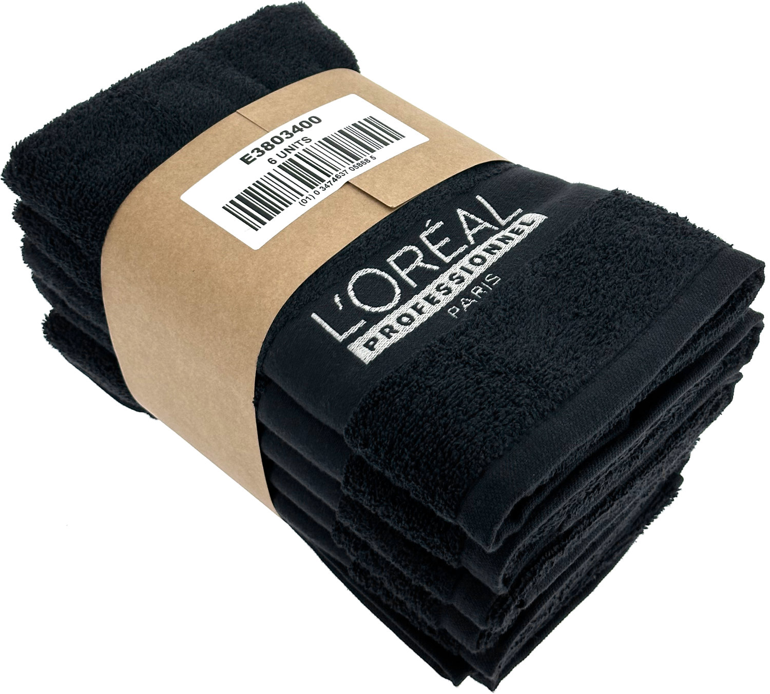  Loreal Serviettes avec logo 6 pi&egrave;ces 49x86cm noir 