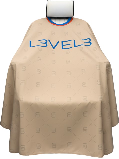  L3VEL3 Cape avec Col en Caoutchouc Beige avec Bordure Rouge 