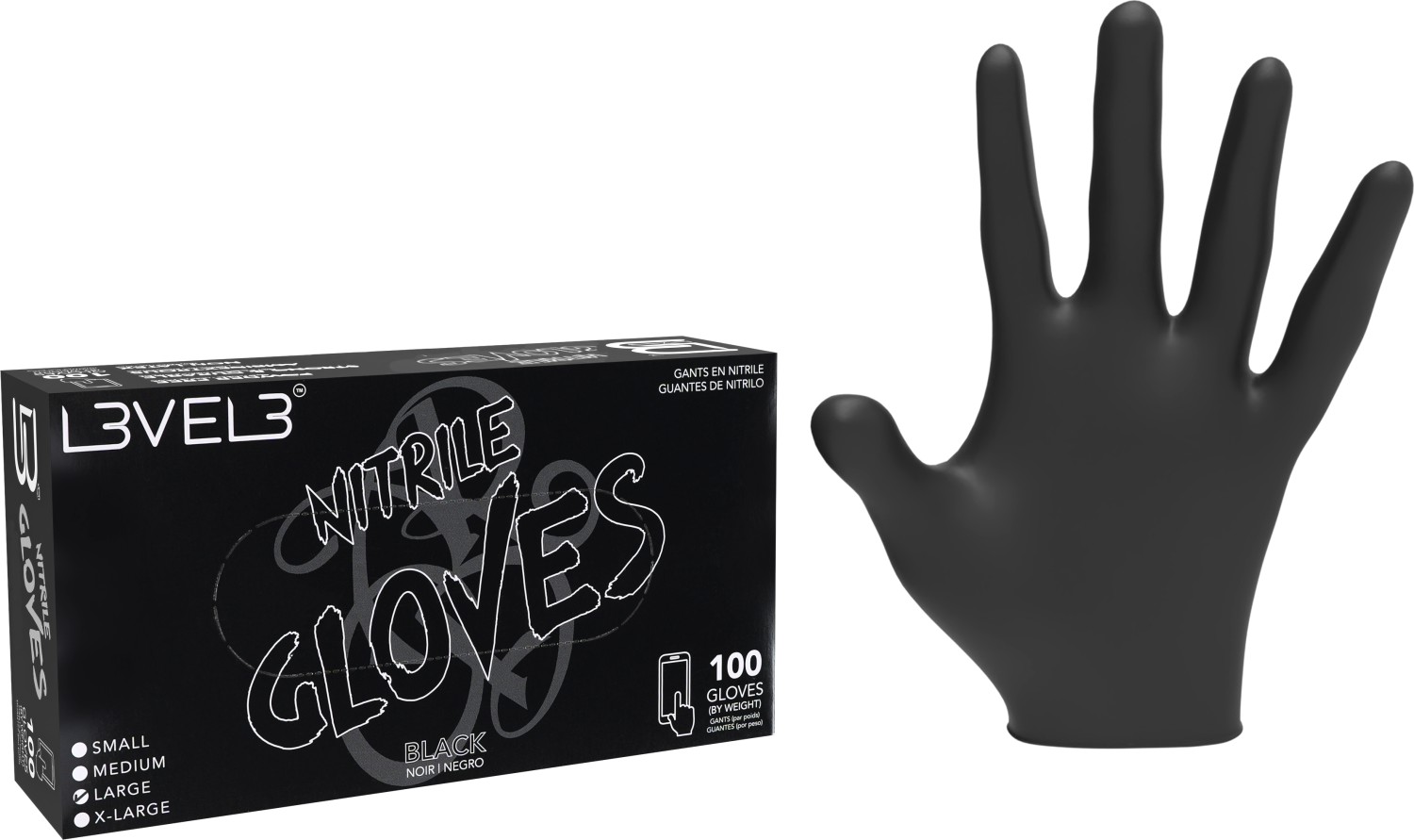  L3VEL3 Gants en nitrile L Noir 