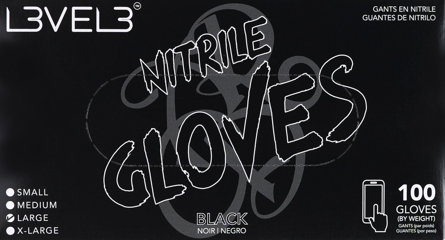  L3VEL3 Gants en nitrile L Noir 