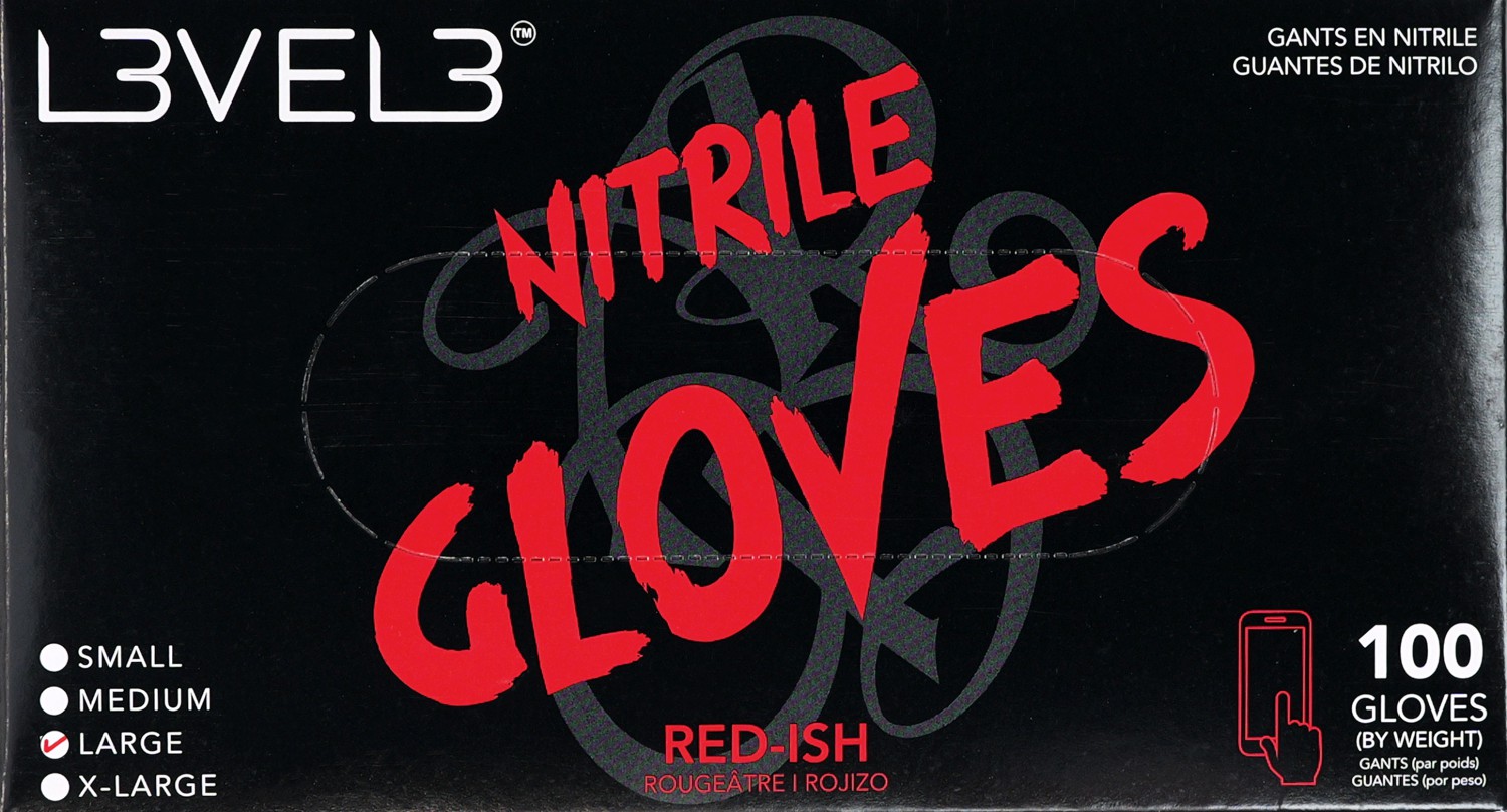  L3VEL3 Gants en nitrile L Rouge&acirc;tre 