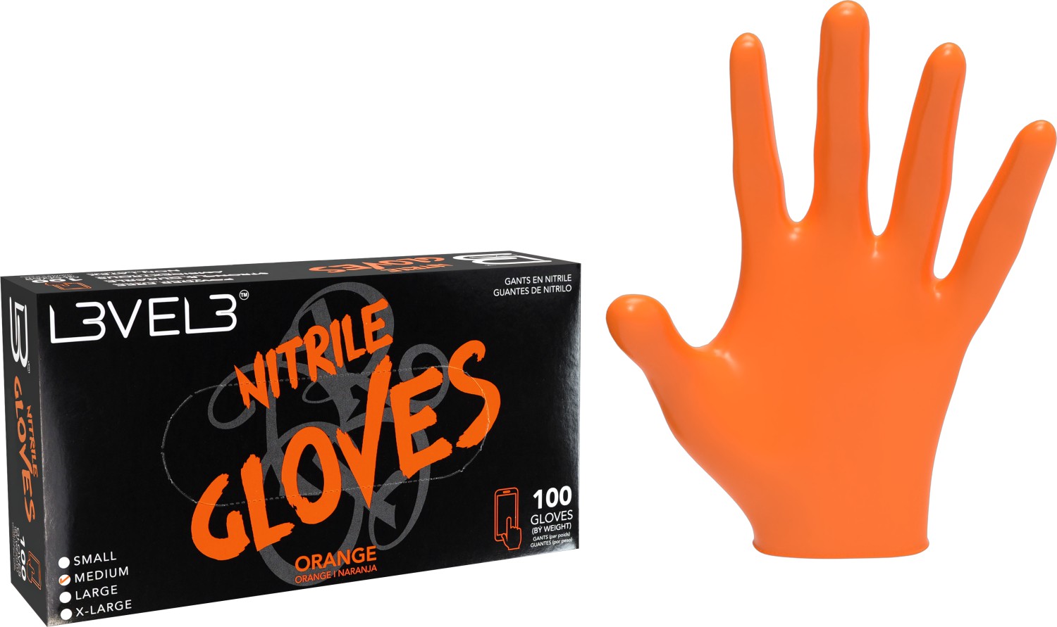 L3VEL3 Gants en nitrile M Orange 