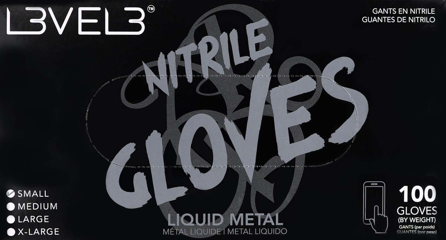  L3VEL3 Gants en nitrile S M&eacute;tal Liquide 