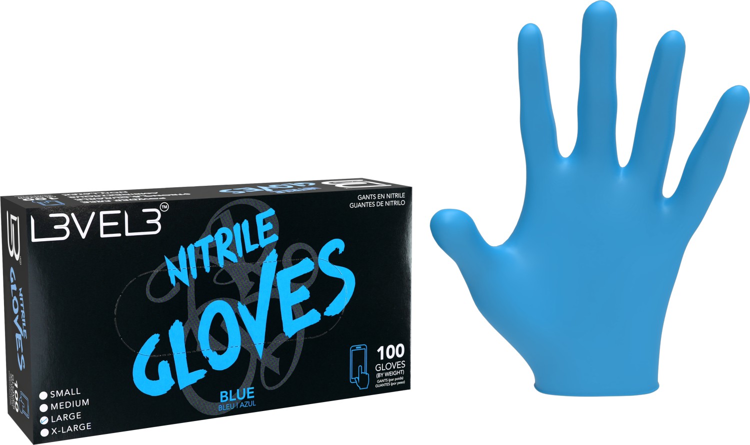  L3VEL3 Gants en nitrile L Bleu 