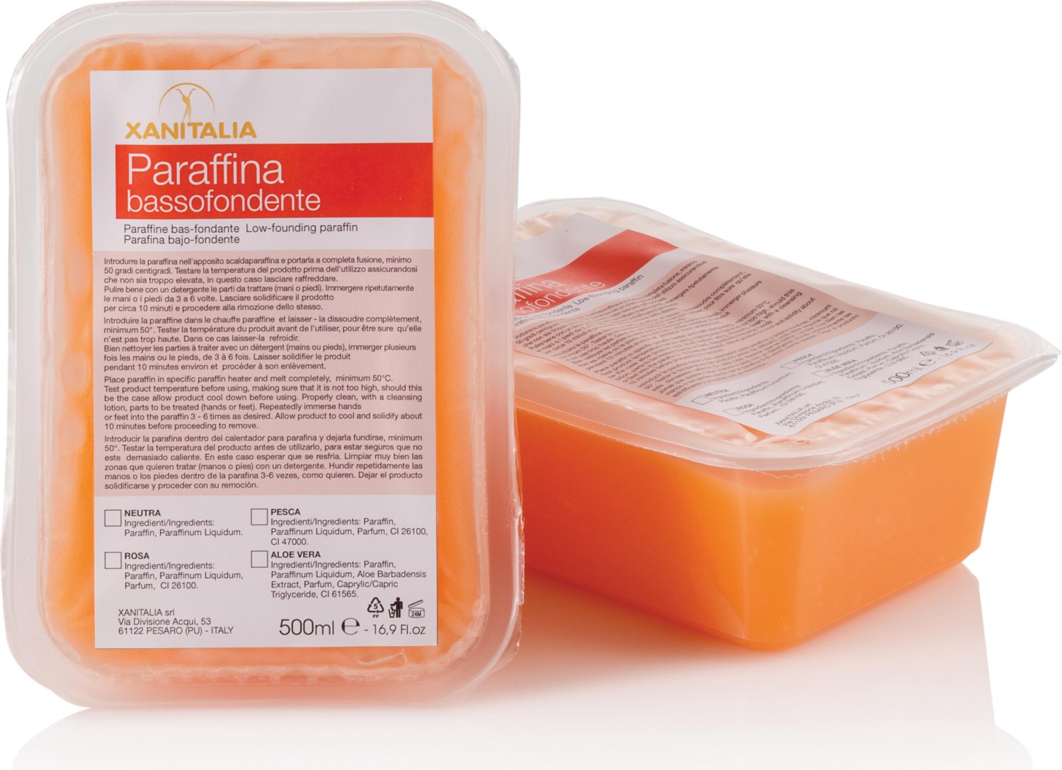  XanitaliaPro Paraffines fondant &agrave; de basses temp&eacute;ratures 2 x 500 ml 