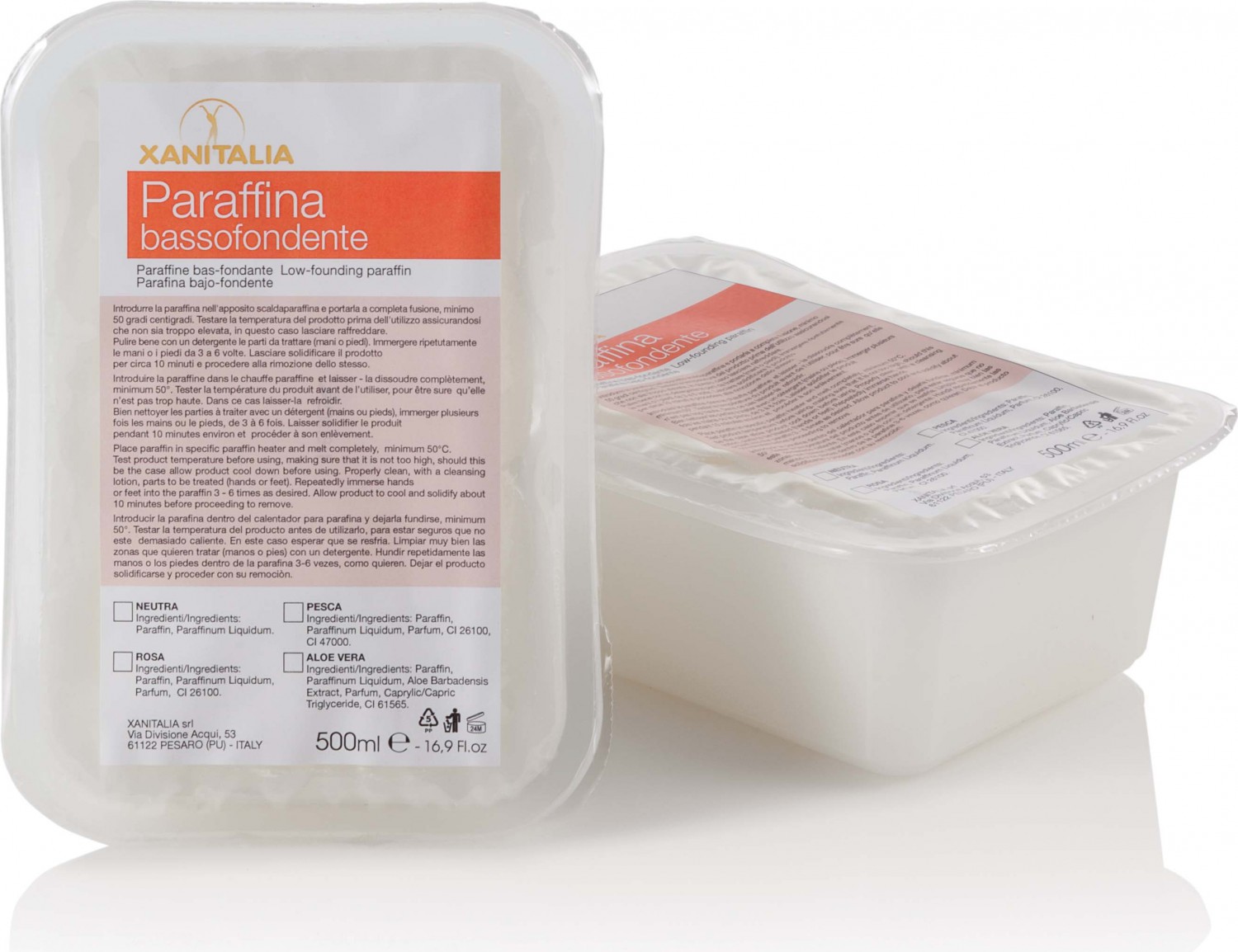  XanitaliaPro Paraffines fondant &agrave; de basses temp&eacute;ratures formule neutre 2 x 500 ml 